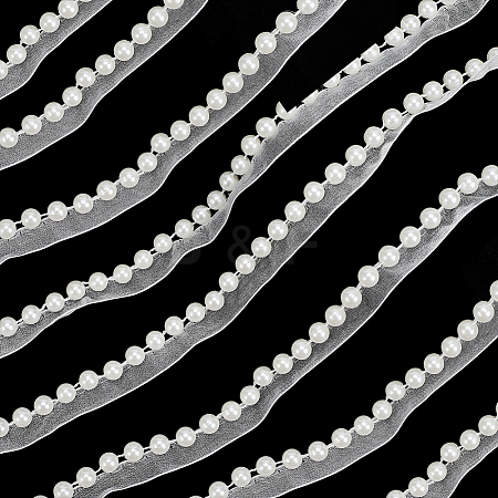 5Yards Polyester with Plastic Pearl Ribbon OCOR-CY0004-14B-1