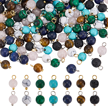 140Pcs Natural & Synthetic Gemstone Pendants PALLOY-AR00044-1