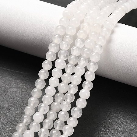 Natural White Jade Round Bead Strands G-E334-4mm-13-1