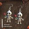 Skeletonl with Rose Acrylic Dangle Earrings FS-WG6350E-01-2