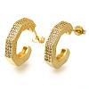 Rack Plating C-Shaped Brass Pave Clear Cubic Zirconia Stud Earrings EJEW-I310-08G-1