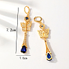 Elegant Brass Cubic Zirconia Butterfly Tassel Hoop Earrings KG8851-4