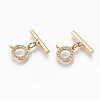 Brass Micro Clear Cubic Zirconia Toggle Clasps KK-N231-215-NF-1