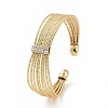 Clear Cubic Zirconia Multi-Strand Open Cuff Bangle BJEW-F445-15G-2