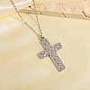 304 Stainless Steel Textured Religion Cross Pendant Necklaces WG0F8DA-02-1