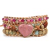 Bohemia Style Heart Natural Rhodochrosite & Shoushan Beads Multi-strand Bracelets FS-WGBC1C4-02-1