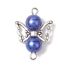 12Pcs 12 Colors Acrylic Imitaiton Pearl Angel Connetctor Charms with Antique Silver Tone Alloy Wings PALLOY-JF02696-3