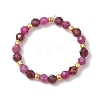 Natural Garnet Beaded Stretch Rings RJEW-JR00867-06-2