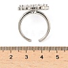 Flower Brass Micro Pave Cubic Zirconia Cuff Rings for Women RJEW-A069-14P-03-5