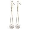 Shell Pearl Beads & Brass Cable Chain Dangle Earrings EJEW-TA00570-1