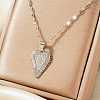 Vintage Brass Micro Pave Clear Cubic Zirconia Heart Pendant Necklaces for Women TJ4631-2-1