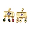 Rack Plating Brass Pave Cubic Zirconia Pendants KK-O142-45G-2