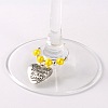 Tibetan Style Heart with Word You Are Always In My Heart Wine Glass Charms AJEW-JO00029-05-2
