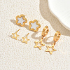 3 Pairs Stainless Steel Flower & Hollow Star Earring Sets BQ9820-2