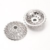 Apetalous Half Round/Dome Brass Micro Pave Cubic Zirconia Bead Caps ZIRC-D063-P-1