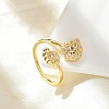 Brass Micro Pave Clear Cubic Zirconia Cuff Rings for Women RJEW-A061-01G-2