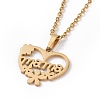 304 Stainless Steel Flower Heart with Word Mama Stud Earrings and Pendant Necklace Set AJEW-B019-09-2