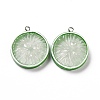 Flat Round Resin Fruit Pendants RESI-H144-10B-1