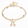 304 Stainless Steel Charm Anklets AJEW-K016-06G-1