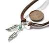 Bohemian Style Alloy Feather with Synthetic Turquoise Pendant Choker Necklaces for Women NJEW-G158-01B-6