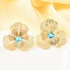 Flower Brass Micro Pave Cubic Zirconia Stud Earrings EJEW-F391-07G-02-1