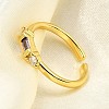 Brass Micro Pave Cubic Zirconia Cuff Rings for Women RJEW-H247-22G-1