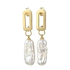 Brass Dangle Stud Earrings with Natural Keshi Pearl EJEW-JE06985-3