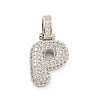 Brass Micro Pave Clear Cubic Zirconia Pendants KK-B099-01P-P-1