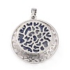 Natural Blue Spot Jasper Pendants with Hollow Platinum Brass Findings G-P448-A10-P-3