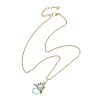 2Pcs 2 Colors Alloy Enamel & ABS Imitation Pearl & Glass Flower Pendant 304 Stainless Steel Cable Chain for Women NJEW-JN05992-4