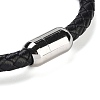 Natural Citrine Round Bead Braided Leather Cord Bracelets for Men Women BJEW-A009-11P-02-3
