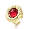 Resin Flat Round Open Cuff Ring RJEW-A035-02G-04-1