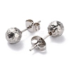 Non-Tarnish Textured Round Bead 304 Stainless Steel Stud Earring Findings EJEW-O104-01P-A-3