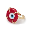 Lampwork Evil Eye Open Cuff Ring RJEW-C051-01G-04-2