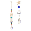 Glass Teardrop Window Hanging Suncatchers HJEW-JM00937-1