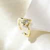 Clear Cubic Zirconia Open Cuff Rings RJEW-A061-03G-4