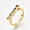 Adjustable Brass Micro Pave Cubic Zirconia Finger Rings RJEW-S044-034-1