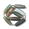 Frosted Natural Green Onyx Agate Beads Strands G-P605-M02-01-3