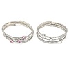 Rack Plating Brass Pave Clear Cubic Zirconia Open Cuff Wrap Bangles BJEW-B110-01P-1