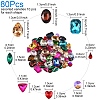 80Pcs 8 Styles Pointed Back Glass Rhinestone Cabochons RGLA-YW0002-08-2