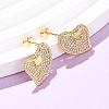 Heart Brass Micro Pave Cubic Zirconia Stud Earrings EJEW-B153-19G-01-1