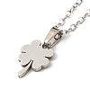 201 Stainless Steel Clover Pendant Necklace with Cable Chains NJEW-Q317-28P-2