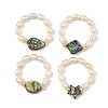 Adjustable Natural Abalone Shell/Paua Shell Finger Rings RJEW-JR01085-3