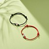 2Pcs 2 Colors Alloy Heart Beaded Cord Bracelets Set BJEW-JB08113-02-2