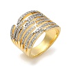 Rack Plating Brass Micro Pave Cubic Zirconia Adjustable Finger Rings for Women RJEW-C114-16A-G-1
