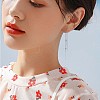 Anti-Tarnish Rhodium Plated 925 Sterling Silver Leaf with Chain Tassel Dangle Earrings JE1042A-6