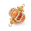 Dyed Synthetic Imperial Jasper & Handmade Glass Seed Beaded Rhombus Connector Charms PALLOY-MZ00960-06-4