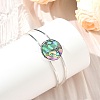 Natural Abalone Shell Paua Shell Flat Round Brass Open Cuff Bangles BJEW-JB14484-2