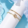 2Pcs 2 Styles Brass Twist Chain Bracelets and Paperclip Chain Bracelets for Women Men BJEW-JB10593-3