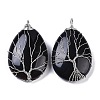 Natural Black Onyx(Dyed & Heated) Big Pendants KK-F868-30P-01-1